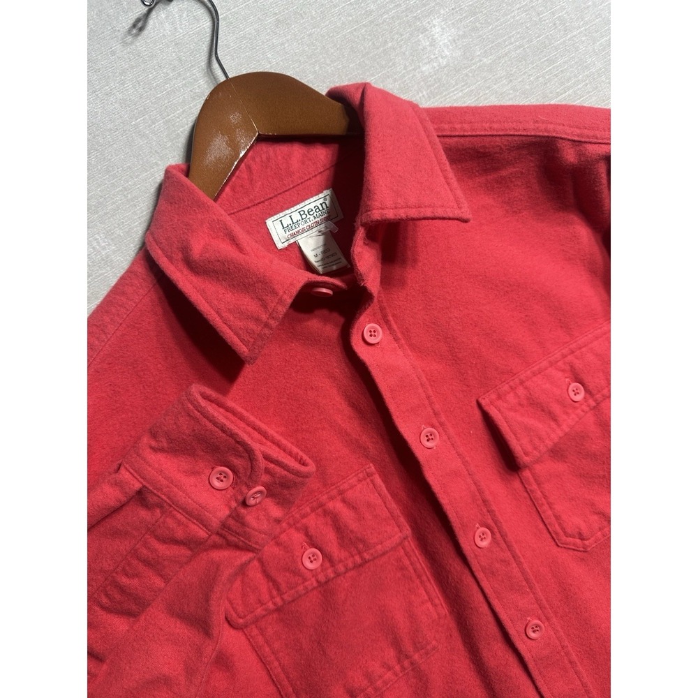 NWOT L.L.Bean Chamois Shirt Jacket Button Mens Medium Long Sleeve Red Solid